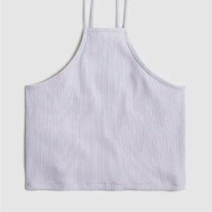 Bar III White Ribbed Crop Top